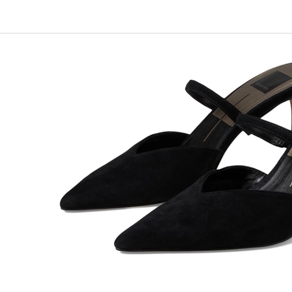 Dolce Vita Kanika Heels Onyx Suede Women's Pointed  Toe Mules Elegant Black Pump - Picture 2 of 2